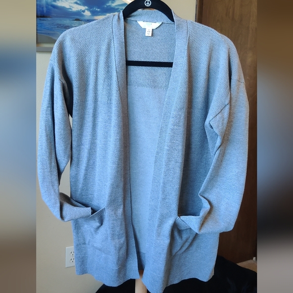 Time and Tru Light Gray Cardigan Sweater - Picture 1 of 3